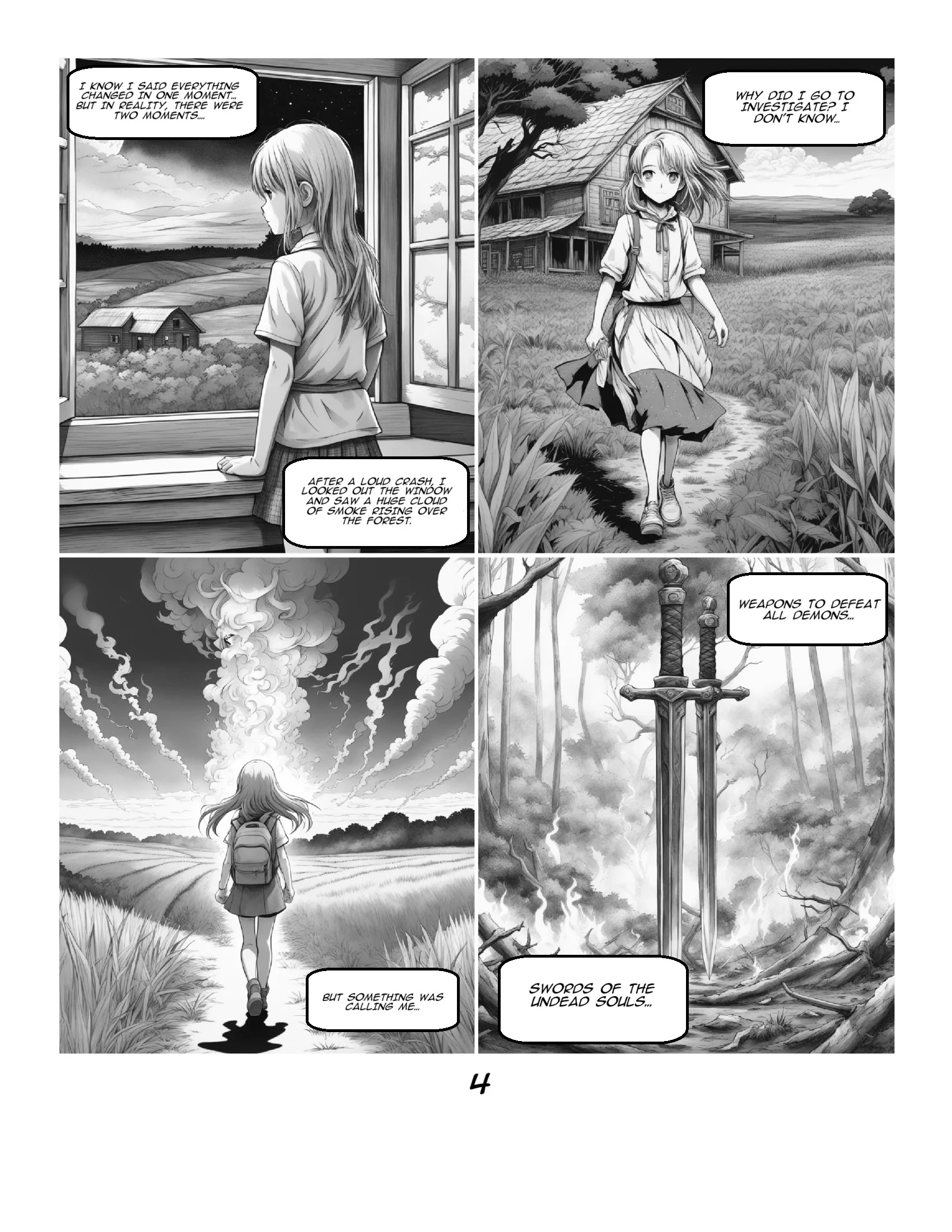 AI-generated comic book page showing dynamic action scene with detailed character expressions