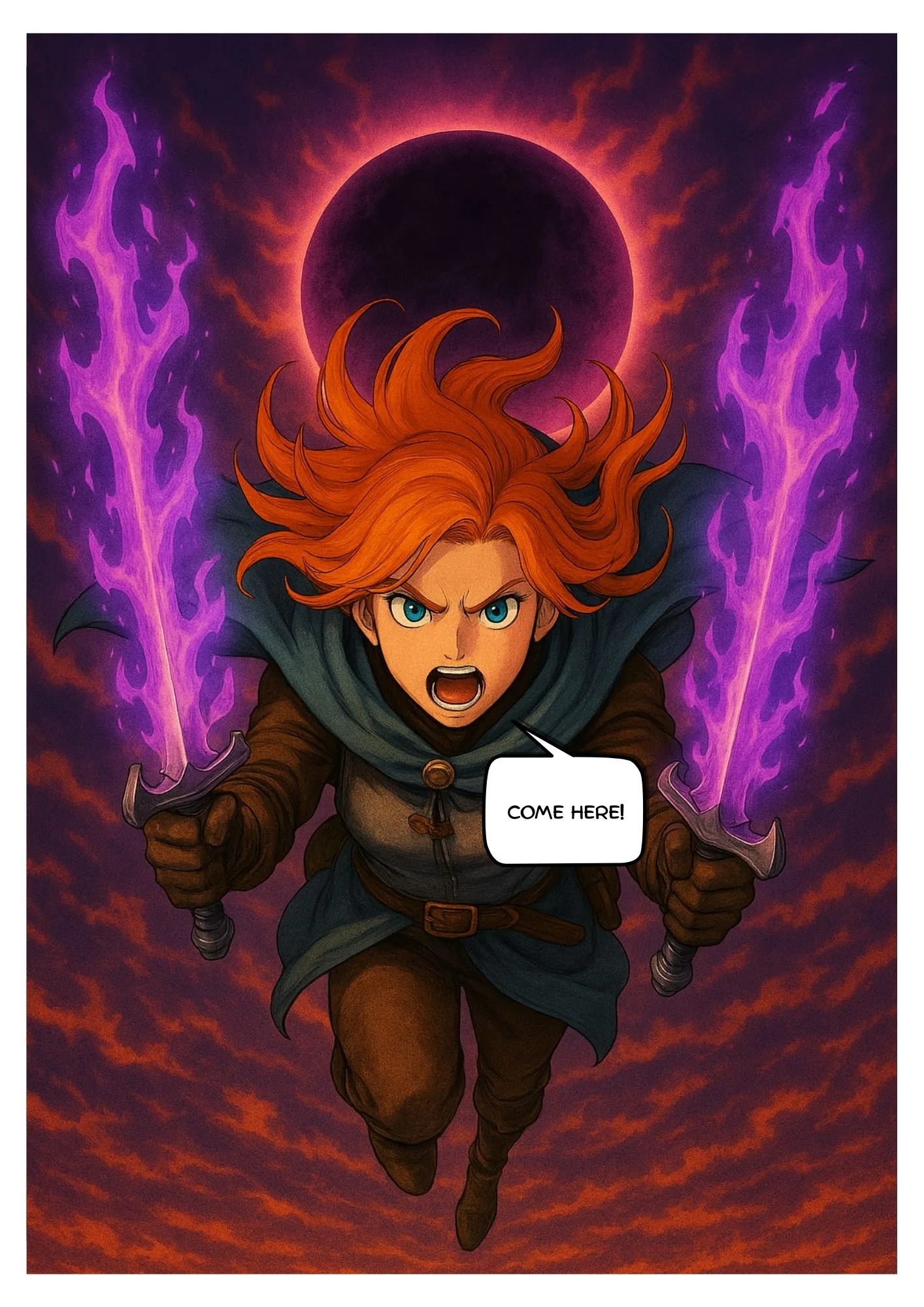 AI superhero comic page featuring powerful character design with authentic facial expressions in manga style