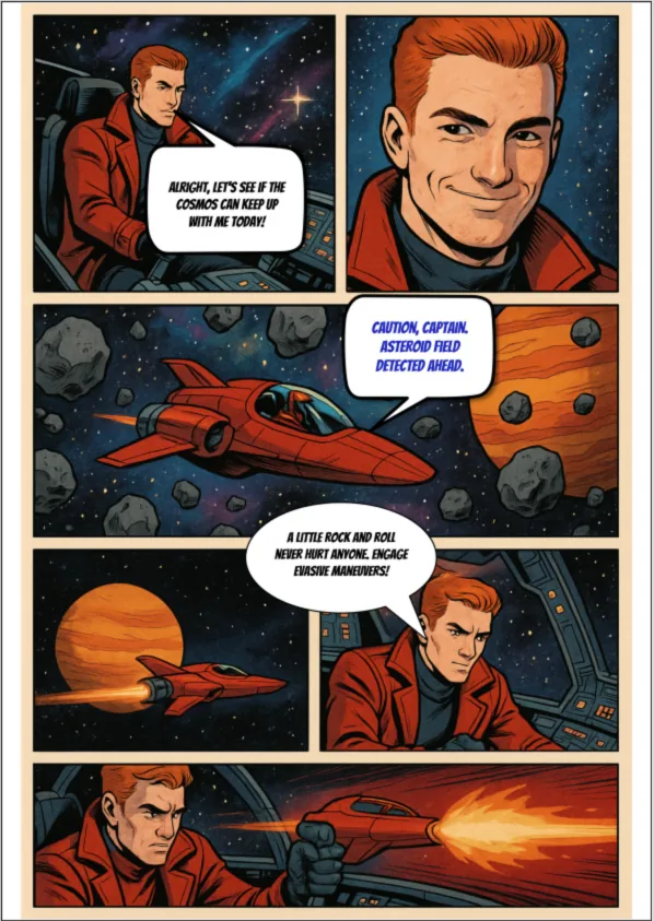 AI comic art in infrared style showing unique visual perspective with real face characters