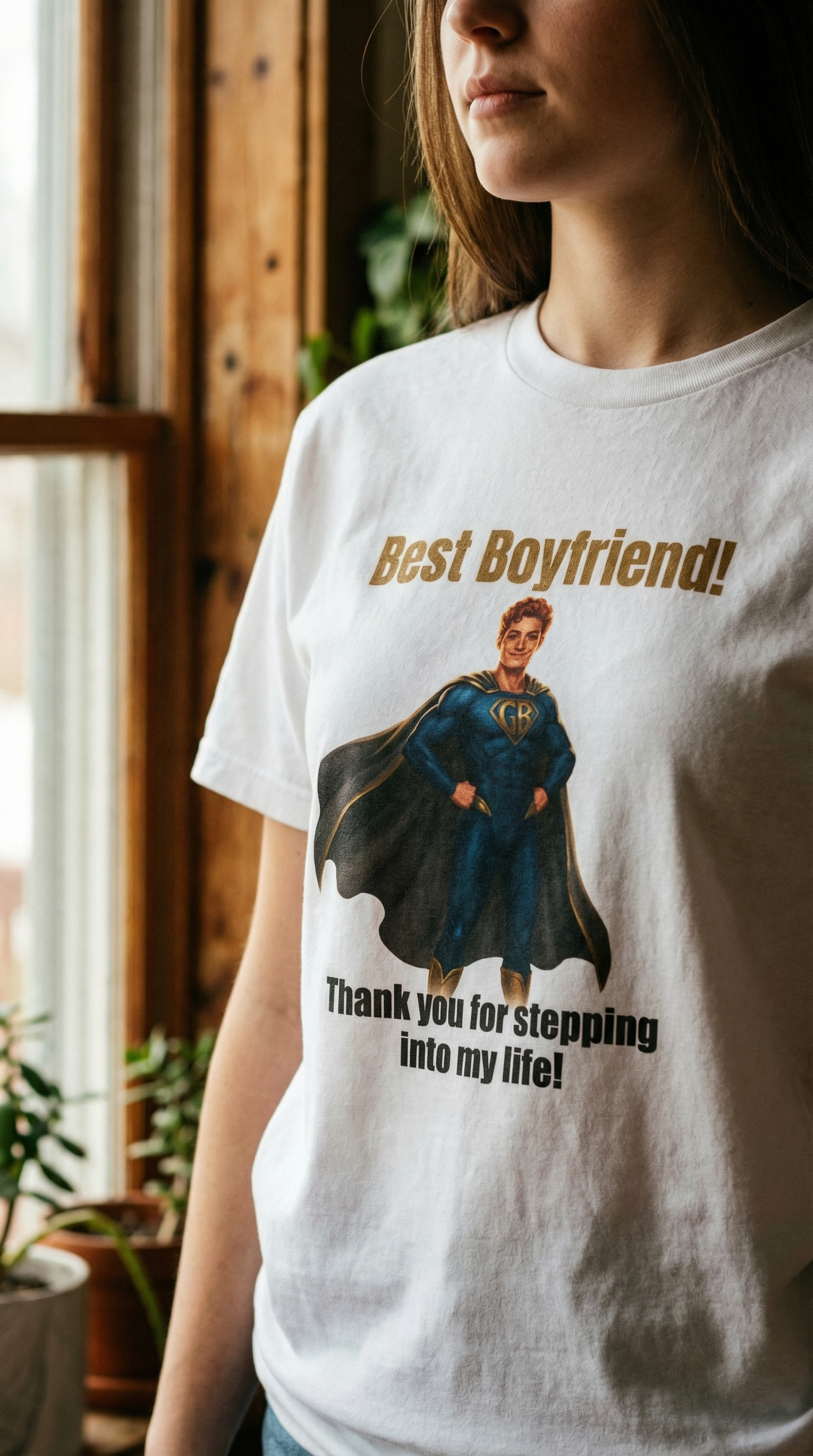 Personalized custom t-shirt with character illustration printed from your photo