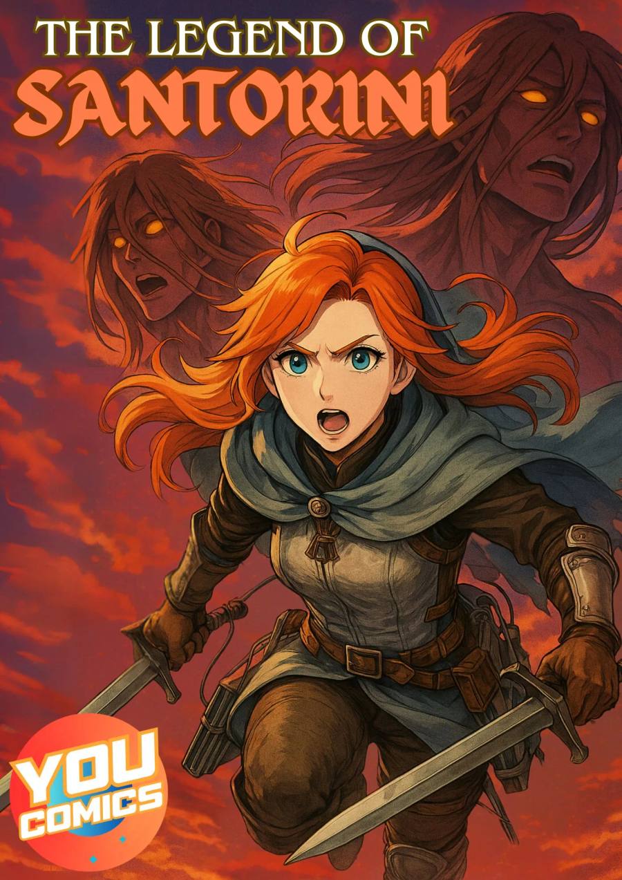 AI comic in manga style with expressive characters and dynamic lines