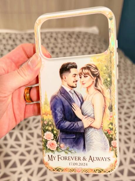 Personalized phone case printed with a custom photo design